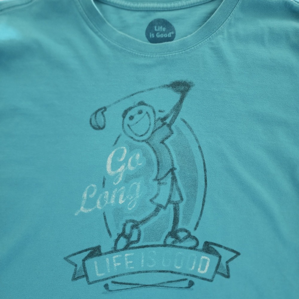 Life Is Good blue‎ long sleeve Classic Fit "Go Long" golfer t-shirt mens size L